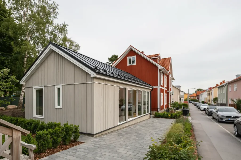 nybyggt uterum och inglasad veranda i johanneshov gullmarsplan